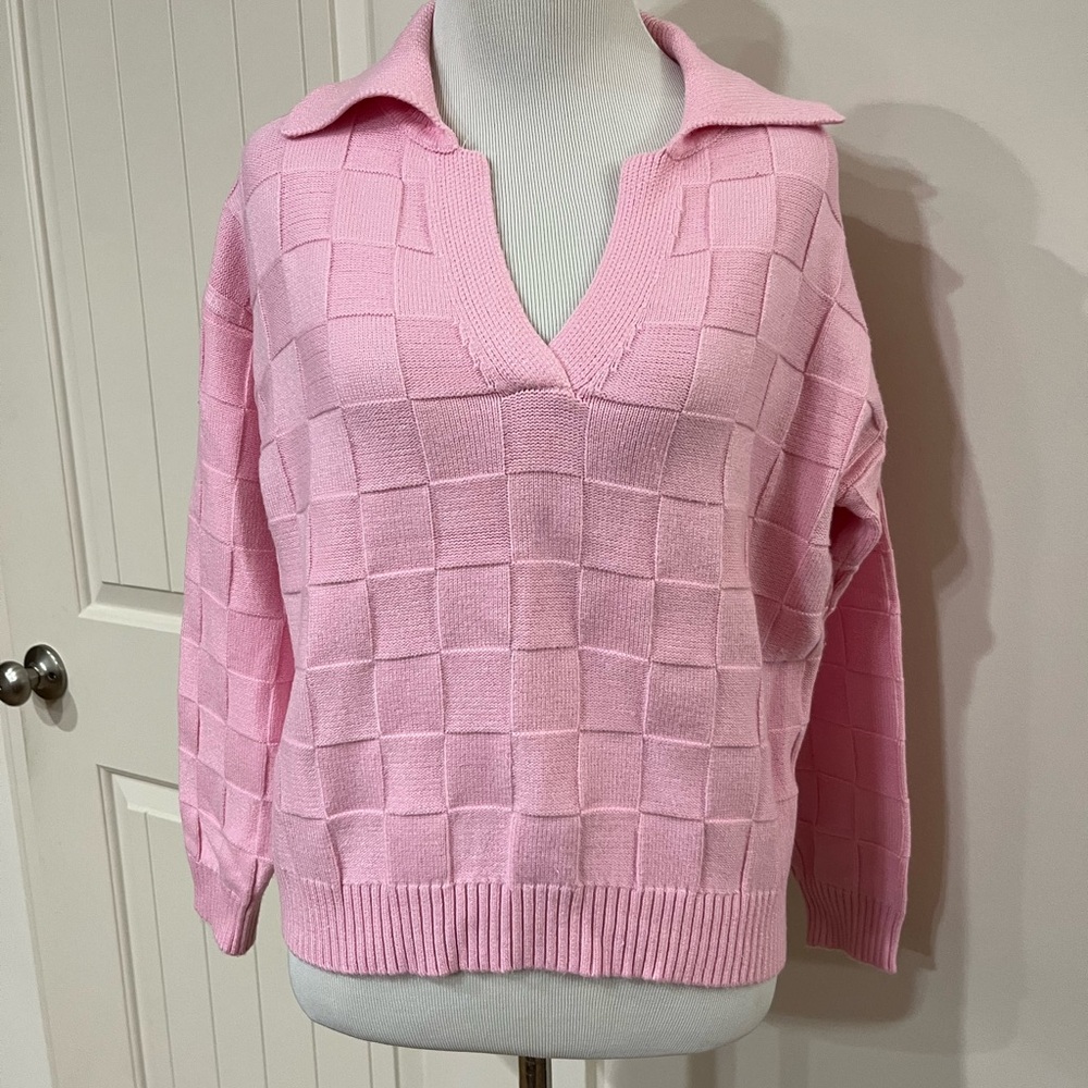 FRNCH Pink V-Neck Sweater for Women